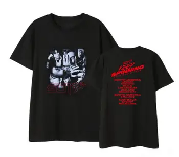 Vasaros stiliaus kpop got7 world tour miestų ir nuotraukų spausdinimo t marškinėliai, unisex mados, o kaklo trumpomis rankovėmis juoda t-shirt