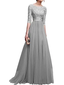 Suknelės Ilgos 2020 M., O Kaklo Šviesiai Pilkos Spalvos Rožinė Pusė Rankovės Vakare Gown Vestido L0387