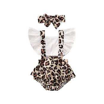 0-24M Naujagimių Bamblys Baby Girl Leopard Rompers Raukiniai Jumpsuit Sunsuit Kombinezonai Vasaros Kūdikių Mergaičių Kostiumai