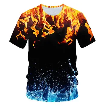 Karštą Vasaros 2020 Naujas Vyrų Apvalios Kaklo trumpomis Rankovėmis T-shirt Turkio spalvos Raudona, Violetinė Liepsna 3D Atspausdintas Casu