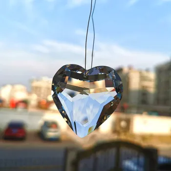 3D Širdies Formos Kristalų Pakabukas Stiklas skaidrus Liustra Kristalai Suncatcher Kristalų Prizmės Kabinti 