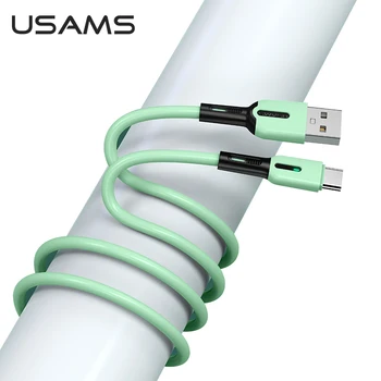 USAMS 10 vnt./Daug Usb Kabelis, C Žaibo Laidas Iphone Solicone Usb Kabelį, Tipas C Micro USB Duomenų Kabelis, Led Šviesos Didmeninės