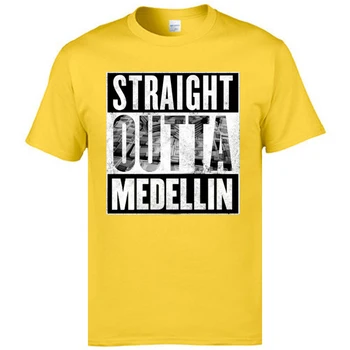 Trumpomis Rankovėmis Viršūnes Marškinėliai Letter Spausdinimo, Medvilnės Mens T-shirts Straight Outta Medellin Compton Laisvalaikio Marškinėliai, Paplitęs