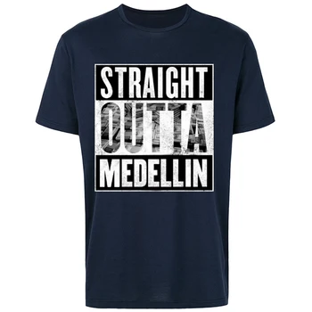 Trumpomis Rankovėmis Viršūnes Marškinėliai Letter Spausdinimo, Medvilnės Mens T-shirts Straight Outta Medellin Compton Laisvalaikio Marškinėliai, Paplitęs