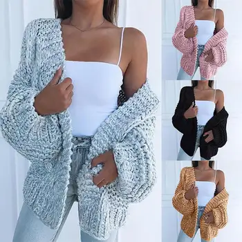Mados Moterų Žiemos Dirbtiniais Moheros Megzti Megztinis Prarasti Šiltas Megztinis Atsitiktinis Paltai megztinis yra paprasto dizaino, todėl jūs galite rungtynės