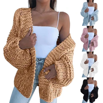 Mados Moterų Žiemos Dirbtiniais Moheros Megzti Megztinis Prarasti Šiltas Megztinis Atsitiktinis Paltai megztinis yra paprasto dizaino, todėl jūs galite rungtynės