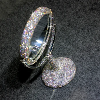 Dvipusis Veidrodis Metalo Kristalo Plokštumos 3X didinamasis stiklas Princesė makiažo Priemonė Vestuvių Naudai Namų Dekoracijos