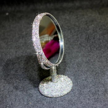 Dvipusis Veidrodis Metalo Kristalo Plokštumos 3X didinamasis stiklas Princesė makiažo Priemonė Vestuvių Naudai Namų Dekoracijos
