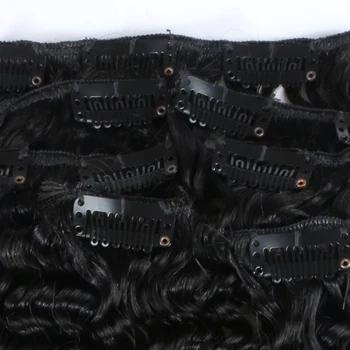Brazilijos Afro Keistą Garbanotas Įrašą Žmogaus Plaukai Priauginimui Natūralių Juoda Mašina Padarė Remy Plaukų 7pcs Daug 120g/Set Nemokamas Pristatymas