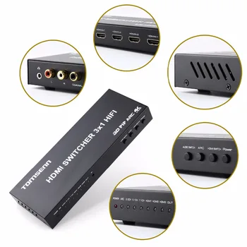 4kx2k 3 Port hdmi switch 3x1 su Toslink/ Coaxial/OPTICAL Audio extractor Palaiko LANKO, 3D1080P