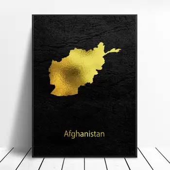 Aukso Žemėlapis Meno Afganistane Drobės Tapybos Sienos Menas Nuotraukas Spausdina Namų Dekoro Sienos Plakatas Apdaila Už Kambarį