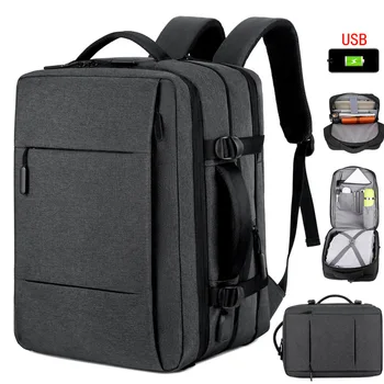 Didelės Talpos Plečiama Vyrų Kuprinė USB Įkrovimo Vyrų Nešiojamas Bagpack Vandeniui Verslo Kelionės Atgal Pack Bagažo Krepšiai