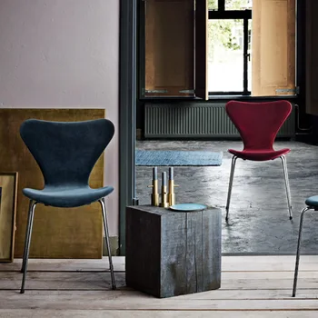 Nordic industrial stiliaus valgomojo kėdės, paprastas ir stilingas atgal biuro stalas, kėdės kūrybos plastiko derybų kėdės net raudona kėdė