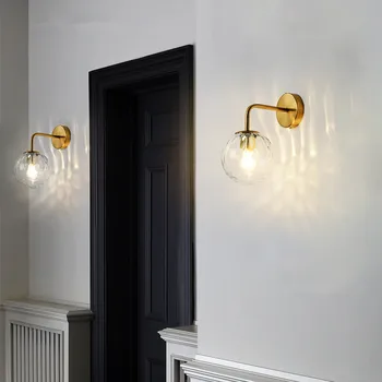 Europos stiliaus 12w LED Lemputės Golden Sienos Žibintai Su Pieniškas/Aišku, Specialaus Stiklo Apvalus Kamuolys Naktiniai Sienos Žibintai Miegamojo ZM1021