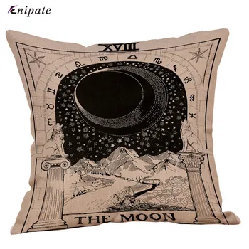 Enipate Sun Moon Star Pagalvėlė Padengti Hipių Dekoratyvinių Pagalvėlių, Lino Padengti Sofa Mesti Pagalvę Automobilio Kėdutė Namuose Pagalvės Užvalkalą