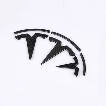 Anglies Pluošto Automobilio Logotipas Apdaila Padengti Tesla Model 3 Automobilių Kėbulo Ir Vairas Emblema Apdailos Lipdukai Priedai