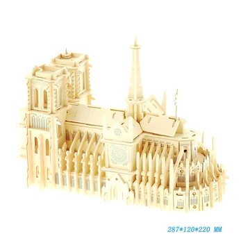 Bažnyčios Pilies Pastato Modelis Dėlionės 3D Medinė Dėlionė 