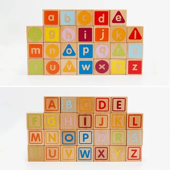 Mediniai ABC Blokai, Statyba Žaidimai labai Didelio 26 VNT Abėcėlės Raidės Blokuoti Nustatyti Švietimo Žaislai Vaikams, Kūdikiams