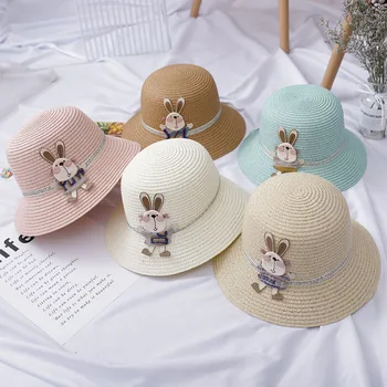 Vasarą Mergina kvėpuojantis šiaudų skrybėlę +rankinės nustato Vaiko baby sun skrybėlę Panama kepurė Gorros Vaikai skrybėlę animacinių filmų Saulės pečių krepšiai