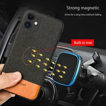 Vyrai, verslo Magnetinio atveju Iphone, 11 pro max X XR XSMAX 6S SE 2020 7 8 plius 12 PRO MAX audinys atsparus smūgiams Automobilinio Laikiklio dangtelį