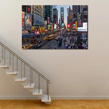Niujorko Times Square Miesto Panoramos Sienos Menas Drobė Plakatus Spausdina Tapyti Aliejumi Sienos Nuotraukas Šiuolaikinio Gyvenimo Kambario, Namų Dekoro Iliustracijos