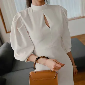 Pavasarį, Rudenį 2020 Naujų Korėjos Temperamentas Elegantiška Suknelė Atsitiktinis Ilgomis Rankovėmis Suknelė Office Lady Kilimo Ir Tūpimo Tako Dizainerių Aukštosios Mados Suknelė