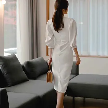 Pavasarį, Rudenį 2020 Naujų Korėjos Temperamentas Elegantiška Suknelė Atsitiktinis Ilgomis Rankovėmis Suknelė Office Lady Kilimo Ir Tūpimo Tako Dizainerių Aukštosios Mados Suknelė