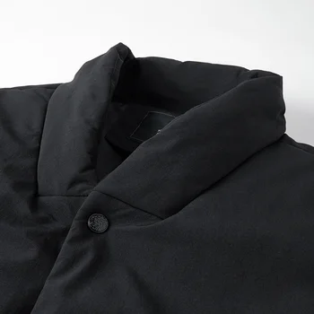 KUEGOU Poliamidas spandex vyriški paltai slim mados šiltos žiemos Vidutinio ilgio vyrų drabužiai kamšalu striukė juoda BD-0281