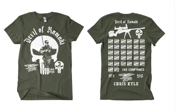 Velnias iš Ramadi T-Shirt Oliv Chris Kyle Amerikos Snaiperis Scharfschutze Cpo Karšto Pardavimui, Naujas dvipusis Vyrų Naujas Mados Marškinėliai