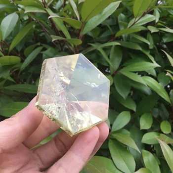 6 pusių Natūralus kvarco kristalas polytope citrinas rašė kvarco kristalo piramidės Geltona kristalų reiki piramidės