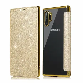 Blizgučiai Žvaigždučių Dangtelis Skirtas Samsung Galaxy Note, 20 S20 Ultra S10 Plius 10 Pastaba 5G 9 8 S7 Krašto Apversti Odos Skaidrios TPU Atveju Funda