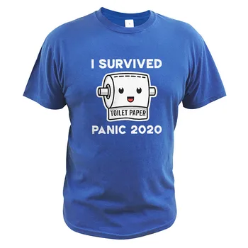 Tualetinis Popierius Marškinėlius Trūkumas Gripo Panikos 2020 aš Išgyvenau Juokinga Suvenyrinius Marškinėlius ES Dydis Grynos Medvilnės Kvėpuojantis Tee Viršūnės