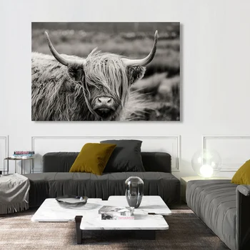 Škotijos Highland Catt Karvė Jakų Gyvūnų Plakatas Sienos Menas Drobė Paveikslų Spausdinant Nuotraukas ant Drobės už Kambarį Namų dekoro
