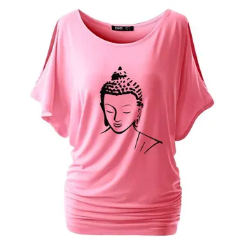 2019 Naujas Vasaros Religijos Buda T-Shirt moterims marškinėliai moterims Batwing Rankovėmis medvilnės grunge atsitiktinis marškinėliai estetinės tees Viršūnės