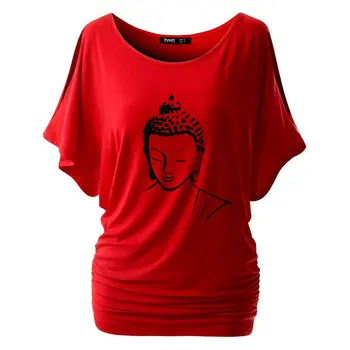 2019 Naujas Vasaros Religijos Buda T-Shirt moterims marškinėliai moterims Batwing Rankovėmis medvilnės grunge atsitiktinis marškinėliai estetinės tees Viršūnės