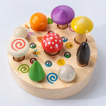 Vaikai 3D Puzzle Magnetinio Mediniai Žaislai Genys Sugauti Žaidimas Kirminas grybauti Montessori Švietimo Žaislai Vaikams Dovanos