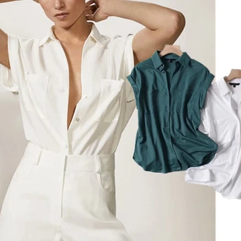 DAVE&DI anglija office lady paprastas kietas rankovių palaidinė moterims blusas mujer de moda 2020 laisvi marškinėliai moteriški viršūnes ir palaidinė