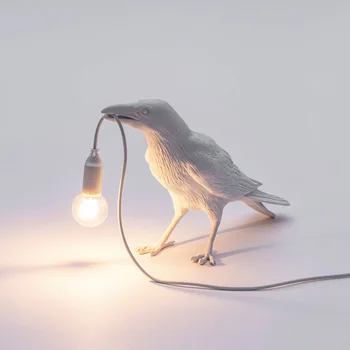 Retro Baltas Juodas Paukštis Stalo Lempa LED Lovos Miegamajame, Gyvenamasis Kambarys, Valgomasis Loft Namų Puošybai Dizaino Naktį Medienos Stalas Lemputės 220v