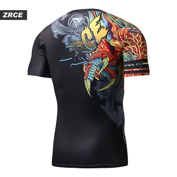 Suspaudimo Marškinėliai Kinų Stiliaus Juokinga t shirts Dragon Prekės ženklo Drabužių 3D marškinėliai su Arm Sleeve Tee Marškinėliai Homme Treniruotės Tshirts