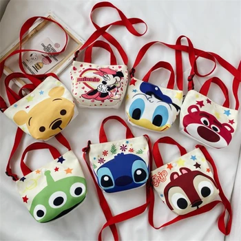 Disney canves mergina/vaikų krepšys animacinių filmų mickey mouse pečių maišą mielas mini rankinės, piniginės monetos