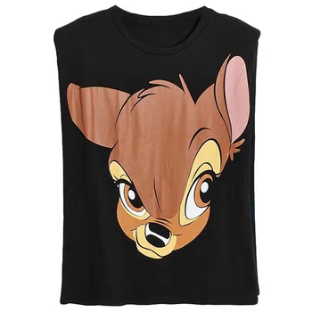 Disney Marškinėliai Mickey Mouse Winnie the Pooh Bear Bambi Peter Pan Laumės Daisy Duck Dumbo Animacinių filmų Spausdinti Moterų Medvilnė Tee Viršūnės