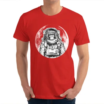 Beždžionė Astronautas Kosmose Mėnulis Kietas Ani Vyrų Pigūs Europos Viršūnių Tees Įgulos Kaklo ostern Dieną Grynos Medvilnės Marškinėliai Classic Camisas