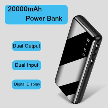 PINZHENG 20000mAh Galia Banko Nešiojamų Dual USB Powerbank Su LED Ekranas, Greitai Išorės Baterijos Kroviklis, Skirtas 