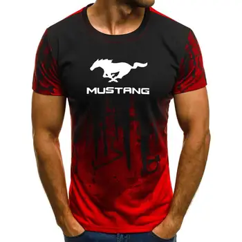 Vyrai Trumpas Rankovės Mustang Automobilio Logotipas Vyrai T-shirt Vasaros atsitiktinis Medvilnės Gradientas T marškinėliai Mados Hip-Hop Harajuku Vyrų Brand Tee