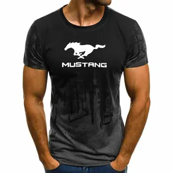Vyrai Trumpas Rankovės Mustang Automobilio Logotipas Vyrai T-shirt Vasaros atsitiktinis Medvilnės Gradientas T marškinėliai Mados Hip-Hop Harajuku Vyrų Brand Tee