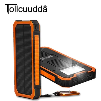 Saulės Energijos Banko Dual USB Kelionės Galia Banko 10000mAh Išorinio maitinimo, LED Šviesos Nešiojama Baterija Išorinės Pakuotės Mobilaus telefono