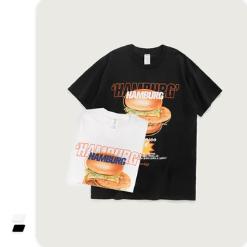 VIMASS 2020 m. pavasarį, vasarą, naujos asmenybės hamburger maisto spausdinimo vyrai moterys medvilnės cilindrų trumpomis rankovėmis marškinėlius banga