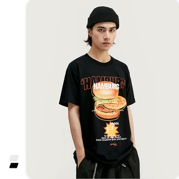 VIMASS 2020 m. pavasarį, vasarą, naujos asmenybės hamburger maisto spausdinimo vyrai moterys medvilnės cilindrų trumpomis rankovėmis marškinėlius banga