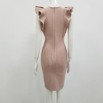 2020 M. Moteris Seksuali Dizaineris Raukiniai Psichikos Nude Black Storio Viskozės Tvarstis Suknelė V Kaklo Vakarą Įžymybių Prašmatnus Suknelė Vestido