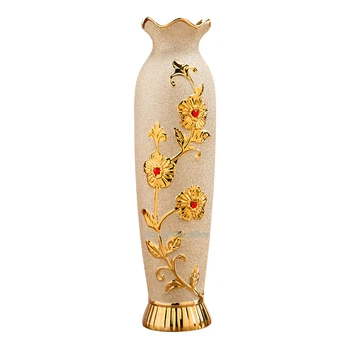 Baroko Didelis Grindų Vaza Paauksuotas Gėlių Turėtojas Porceliano Dervos Keraminių Gėlių Vazos, Dekoratyvinės Vazos, Aukso Apdaila Padengtą Vaza